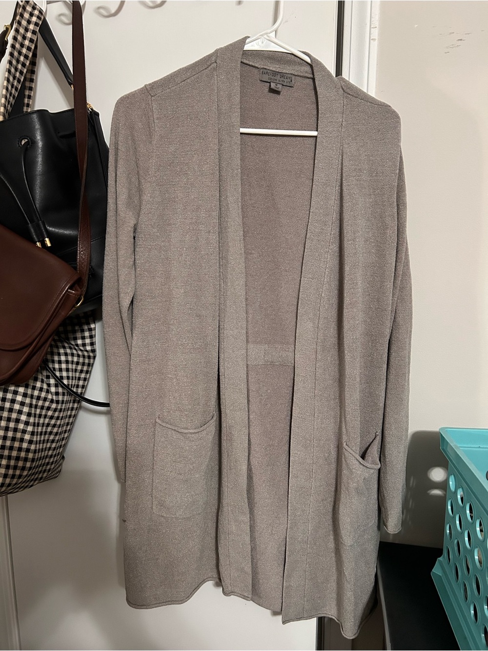 Barefoot Dreams Cozy Chic Taupe Open-Front Cardigan
